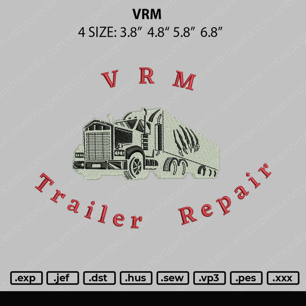 VRM Embroidery File 4 size