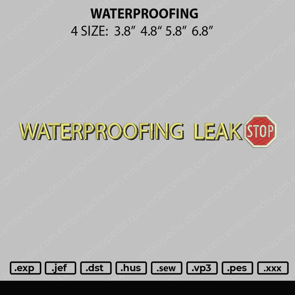 Waterproofing Embroidery File 4 size