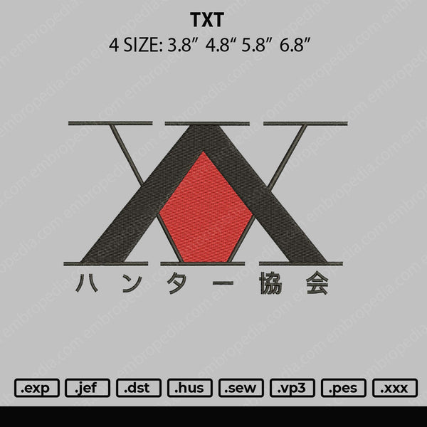 XX TXT Embroidery File 4 size