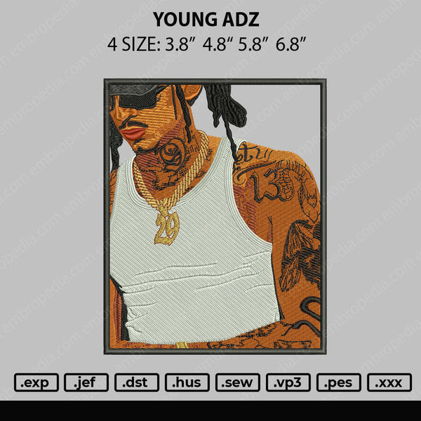 Young Adz Embroidery File 4 size