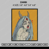 Zambi Embroidery File 4 size