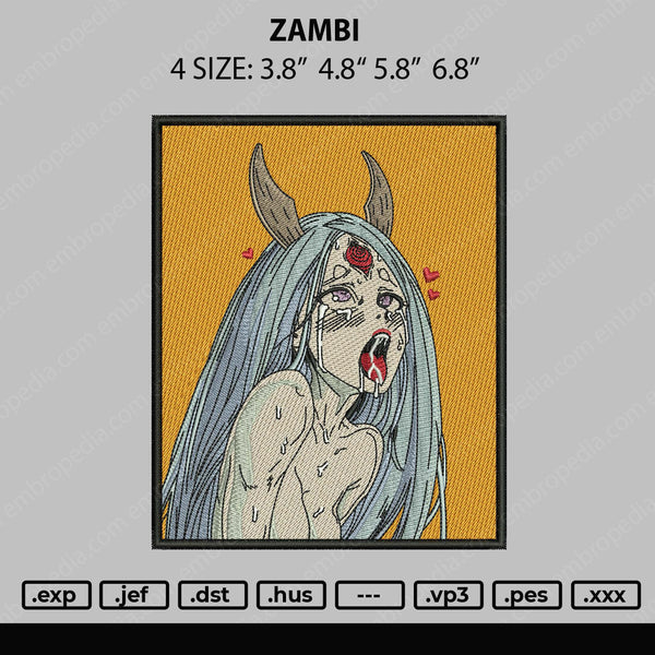 Zambi Embroidery File 4 size